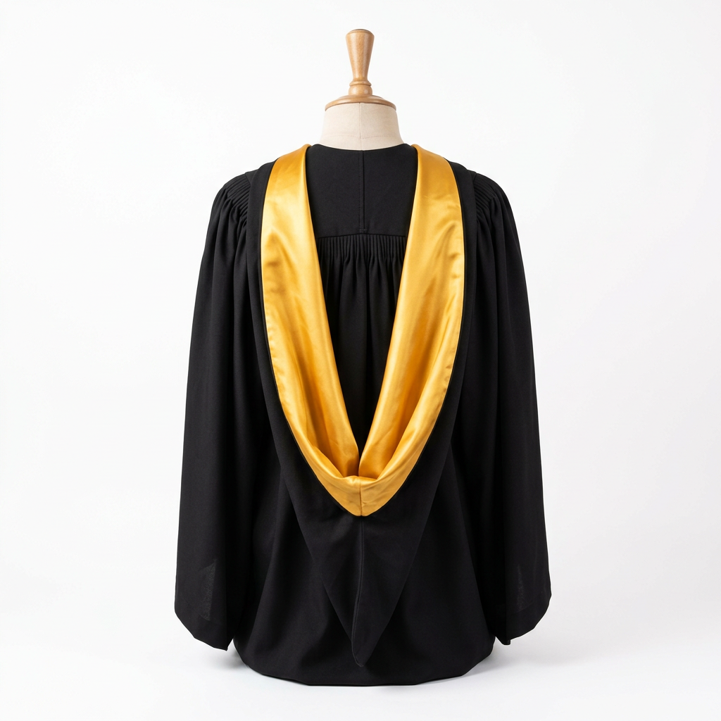 The University of Adelaide Academic Hood Golden Yellow Satin Cowl Drape Rear Back View