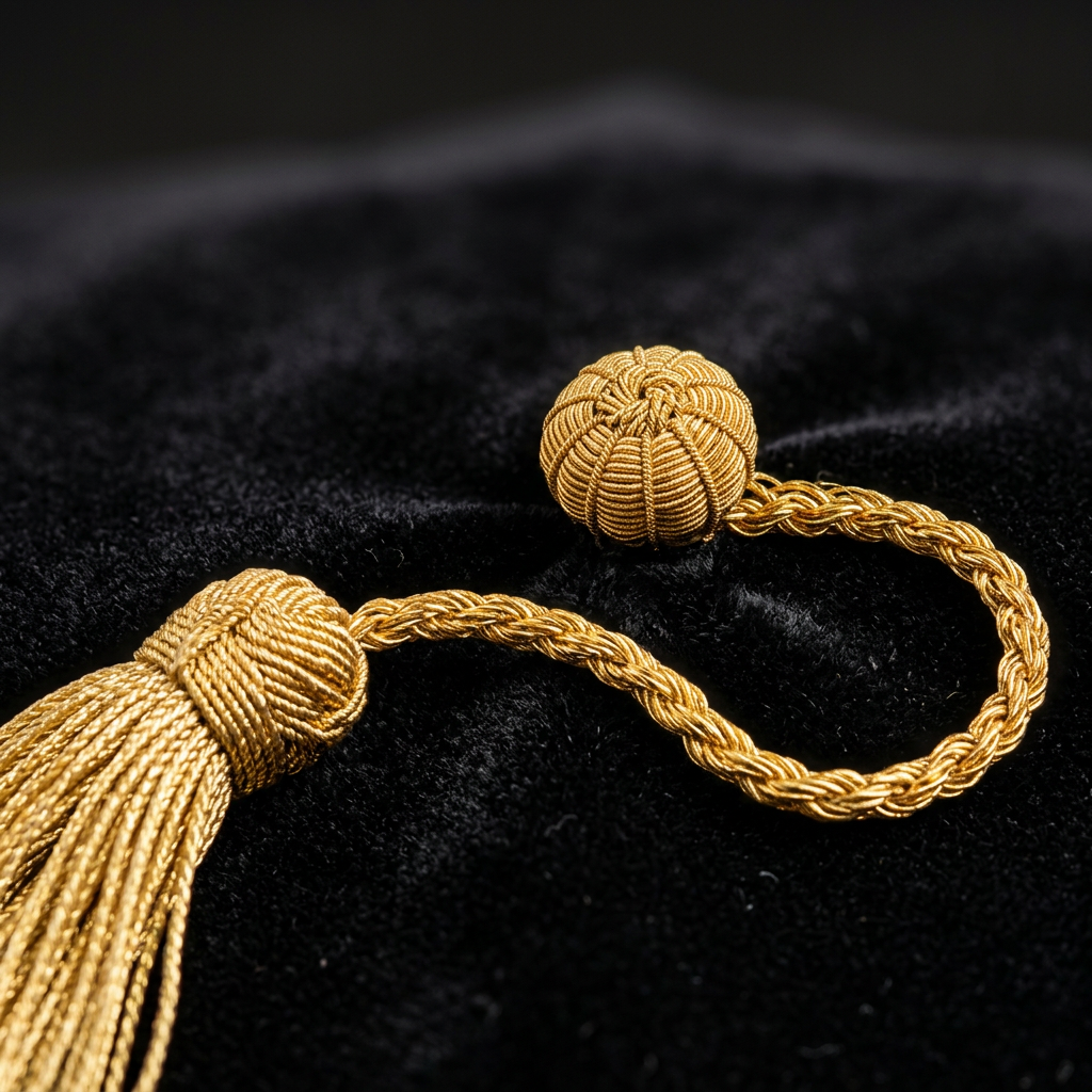 Doctoral 8-Sided Tam Metallic Gold Bullion Tassel Detail