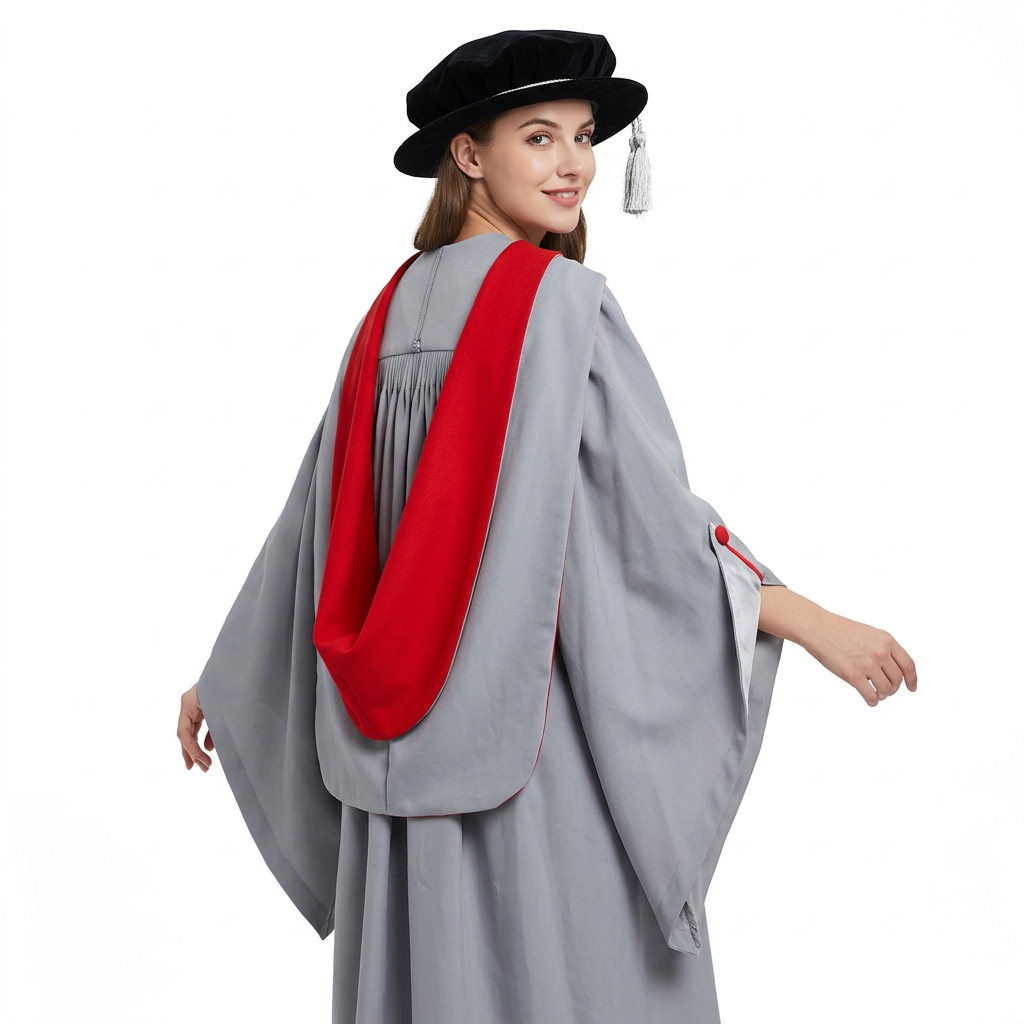 University of London UCL Doctoral Graduate Model Rear Three-Quarter Drape View