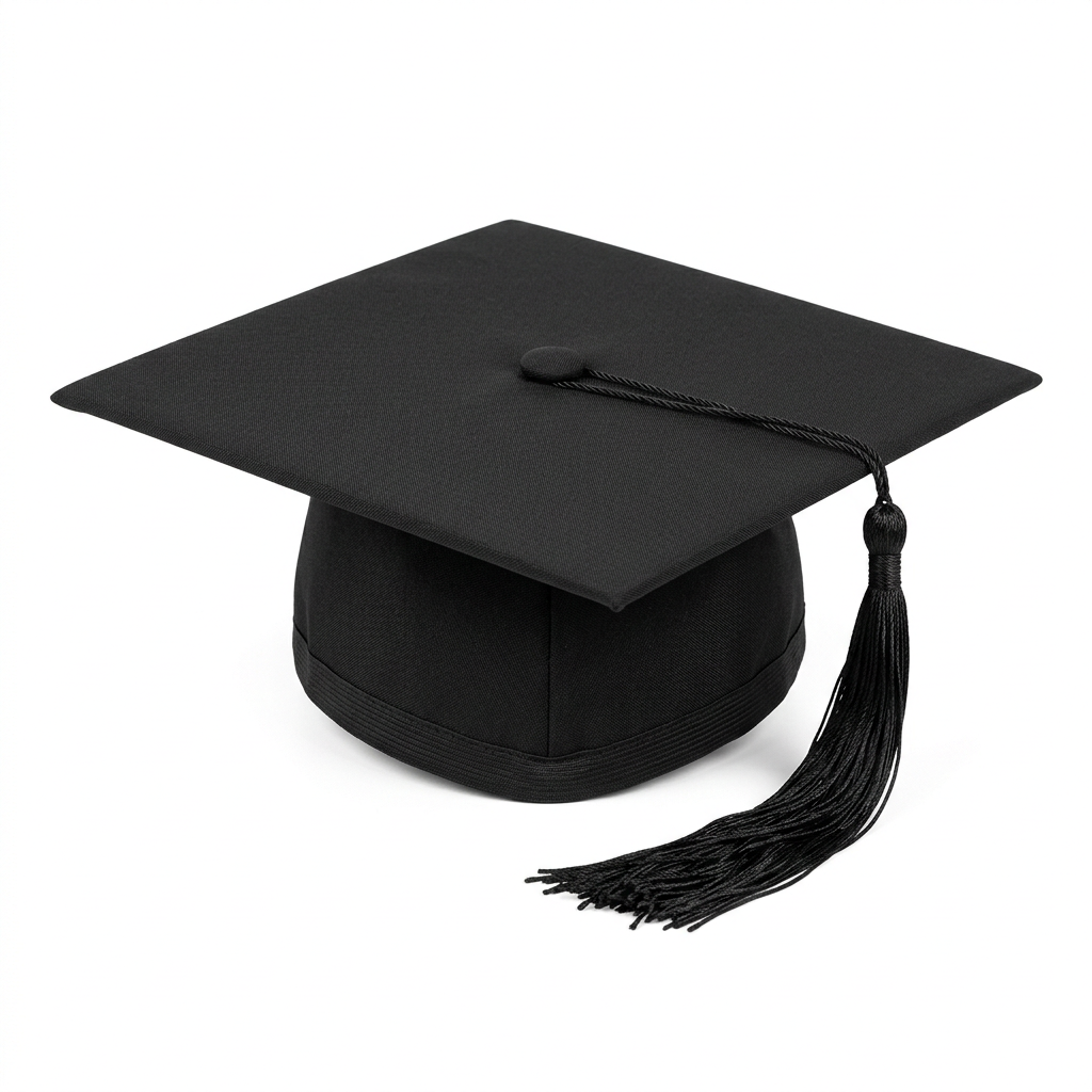 Classic Black Square Academic Graduation Mortarboard Cap with Black Tassel Studio Main Photo