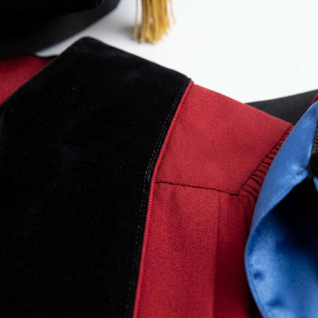 Stanford Doctoral Gown Black Velvet Panel and Sleeve Lining Craftsmanship