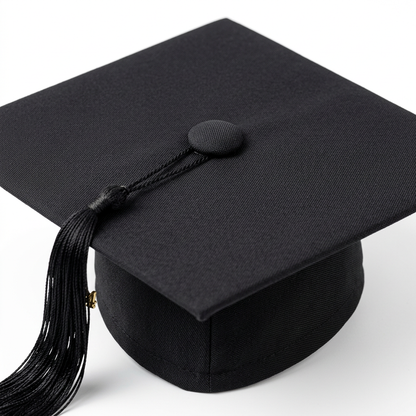 Classic Mortarboard Cap and Black Tassel Detail
