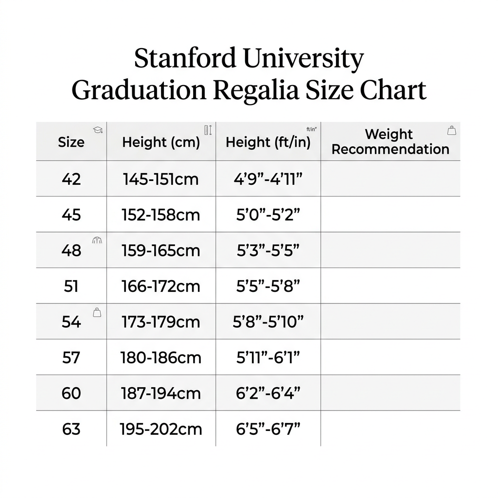 Stanford University Doctoral Regalia Size Chart Guide