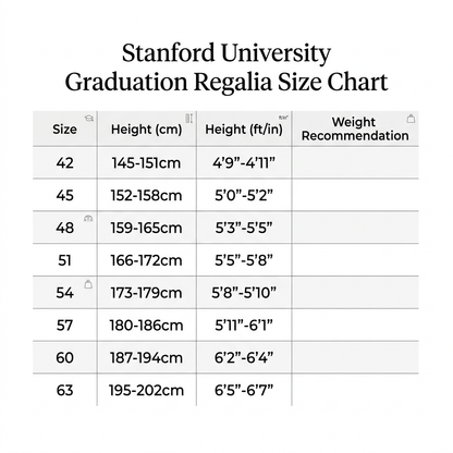 Stanford University Doctoral Regalia Size Chart Guide