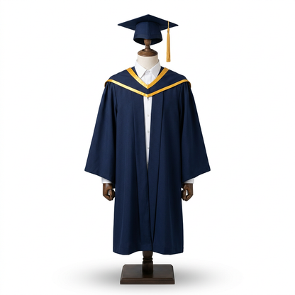 HKUST Bachelor Regalia Studio Dress Form Front View with Mortarboard on Top