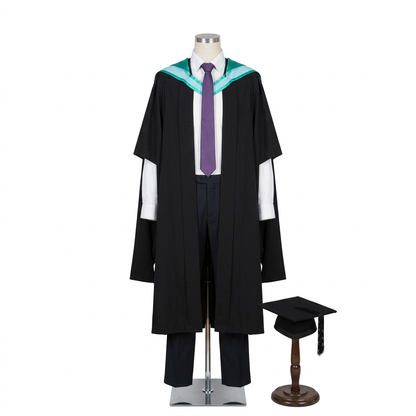 Monash University Bachelor Regalia Studio Dress Form Front View with Mortarboard on Stand