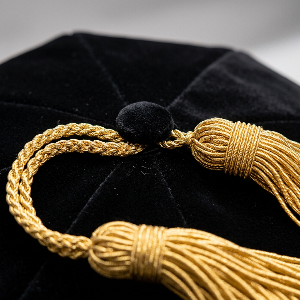 Doctoral 8-Sided Tam Metallic Gold Bullion Tassel Detail