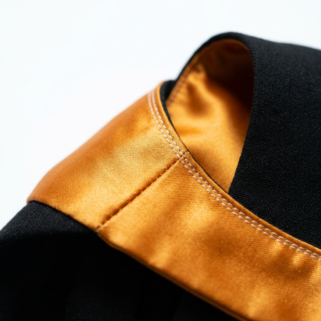 USYD Bachelor Regalia Amber Orange Satin Ribbon Lining Craftsmanship Detail