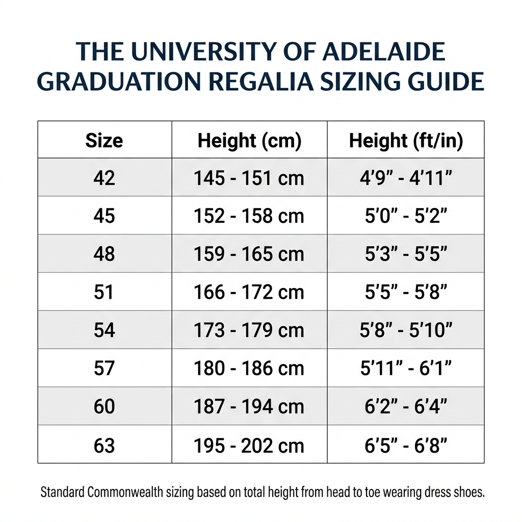 The University of Adelaide Graduation Regalia Sizing Guide Sizes 42 to 63
