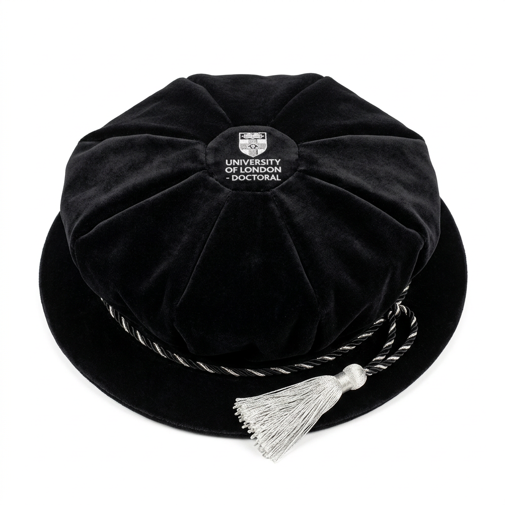 University of London UCL Doctoral Tudor Bonnet Flat Lay 45 Degree Angle View