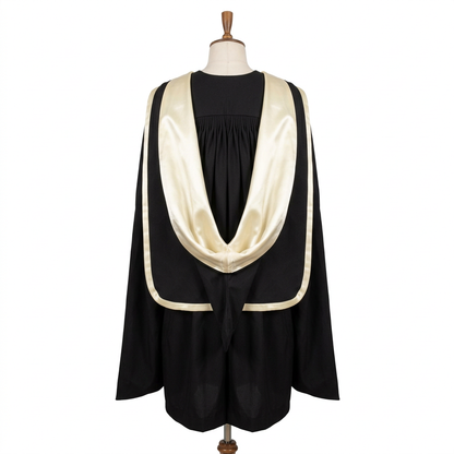 University of London UCL Master Academic Hood Rear Cowl Drape and Ivory Satin Lining Back View