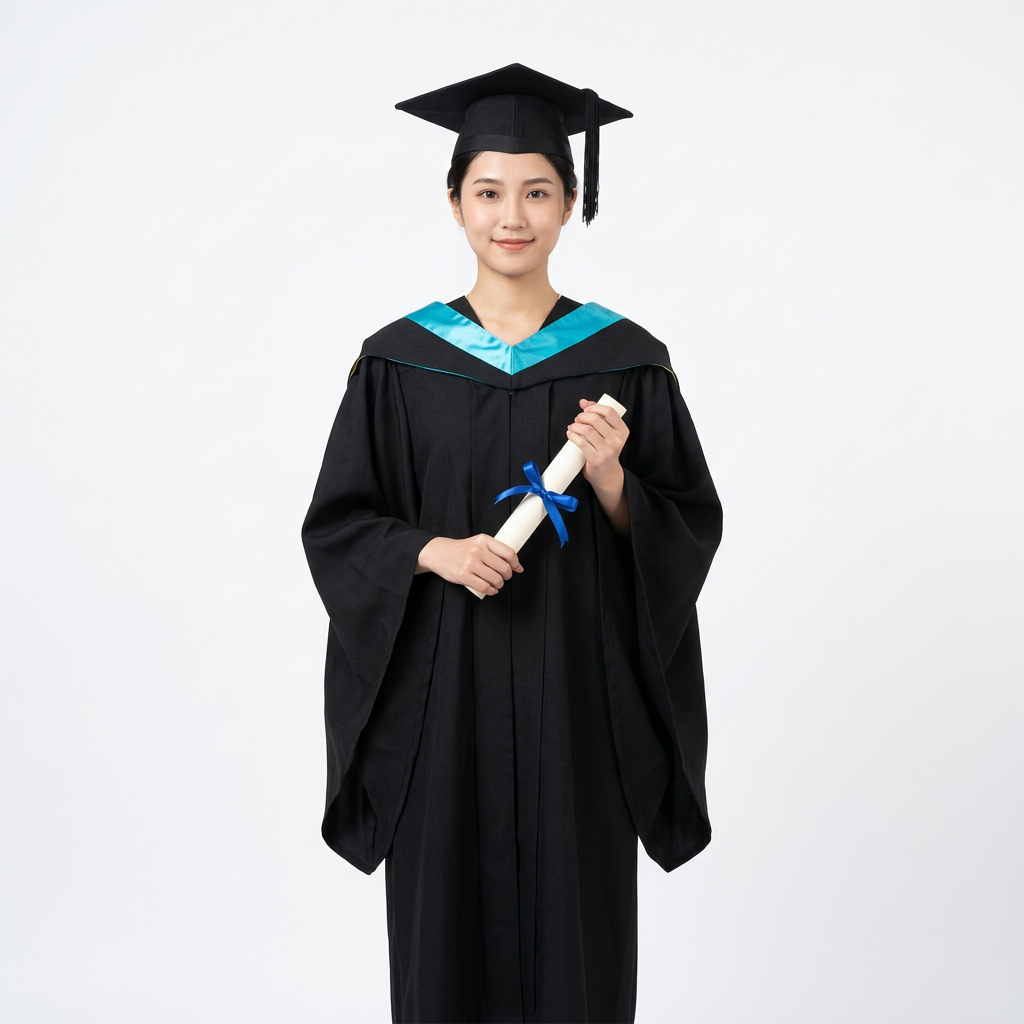 Female Graduate Model in The Education University of Hong Kong Master Graduation Regalia