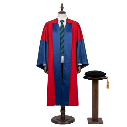 The University of Hong Kong HKU Doctoral Regalia Studio Dress Form Front View with Tudor Bonnet on Stand