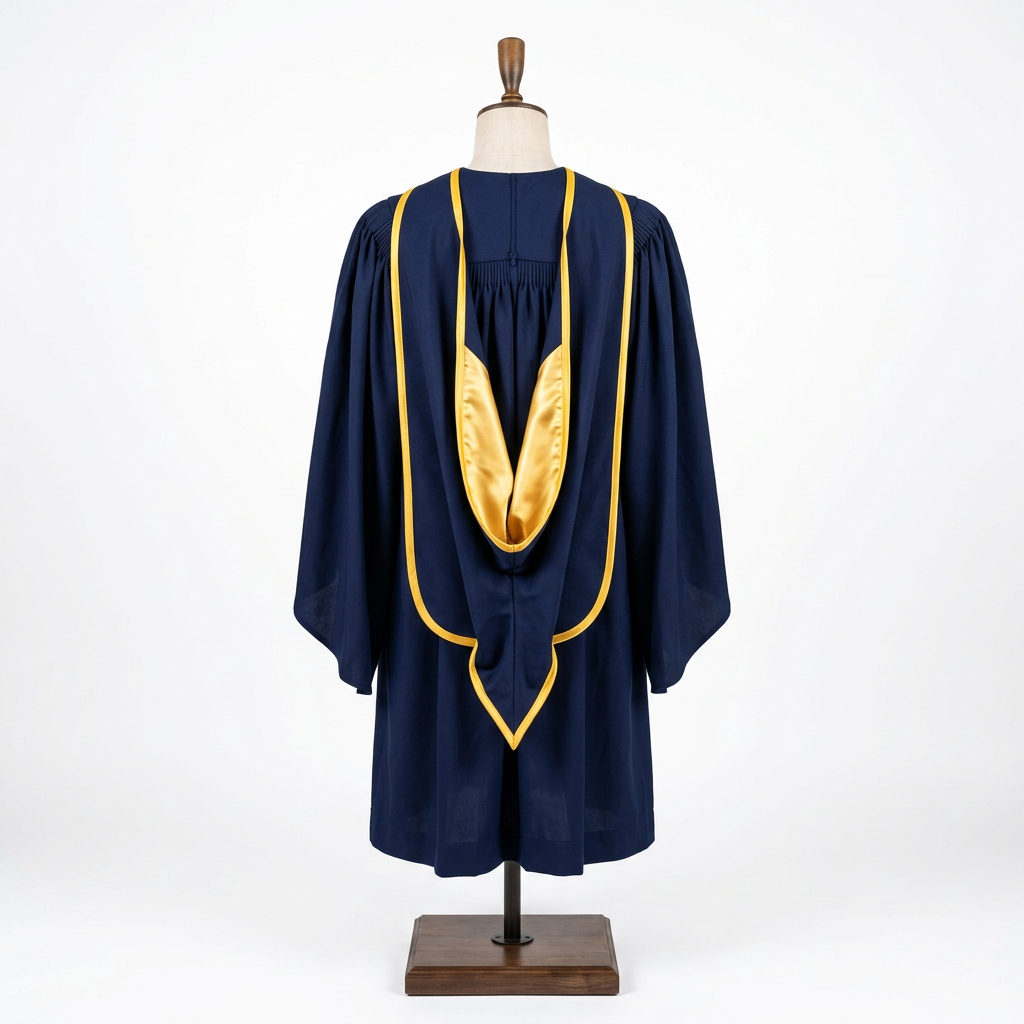 HKUST Bachelor Academic Hood Golden Yellow Lining Rear Drape Back View
