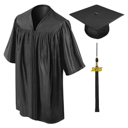 Shiny Black Kindergarten/Preschool Cap & Gown - Graduation Gown and Cap