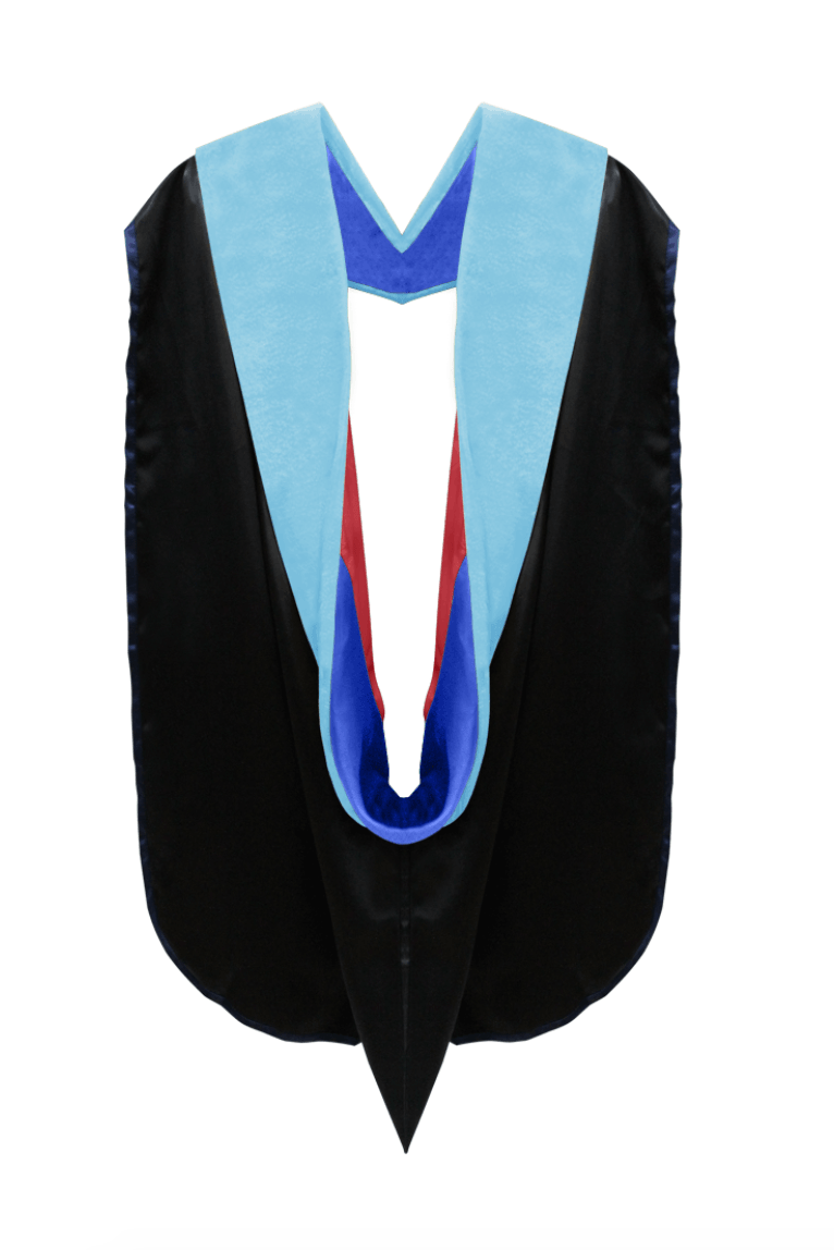 Doctor of Education Hood - Royal Blue & Red - Graduation Gown and Cap