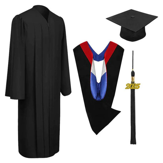 Matte Black Bachelors Academic Cap, Gown & Hood - Graduation Gown and Cap
