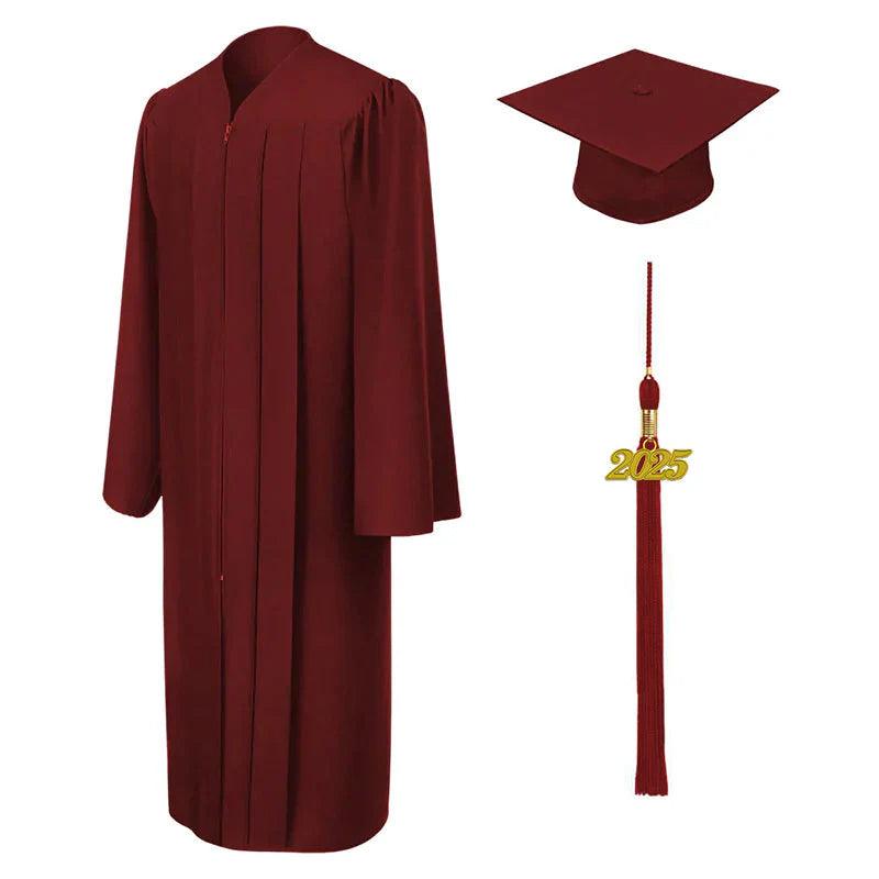 Matte Burgundy Junior High/Middle School Cap & Gown - Graduation Gown and Cap