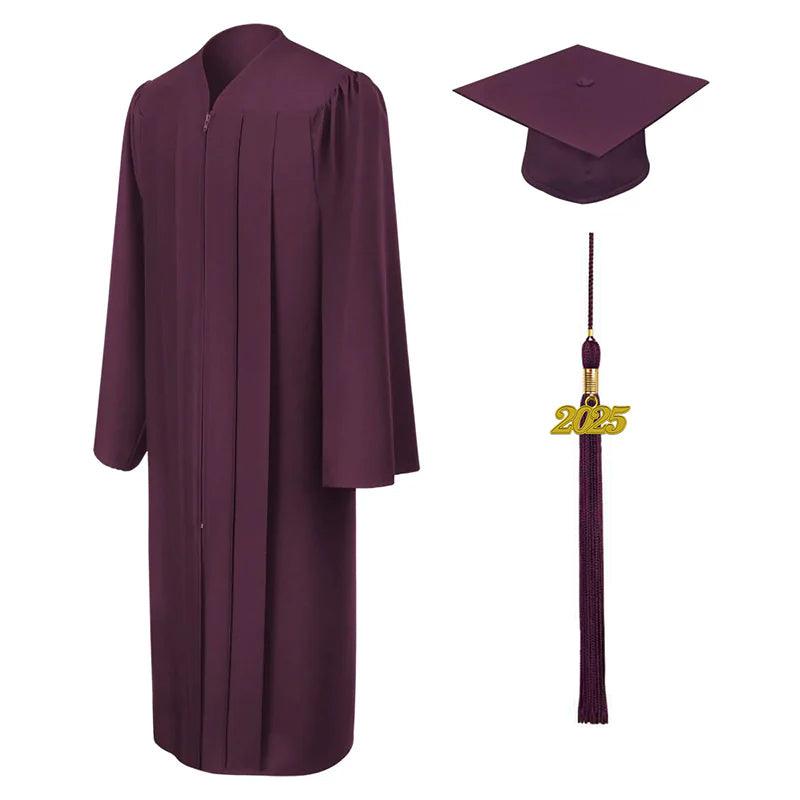 Matte Maroon Junior High/Middle School Cap & Gown - Graduation Gown and Cap