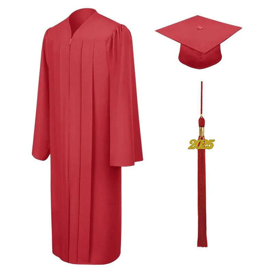 Matte Red Bachelors Cap & Gown - Graduation Gown and Cap