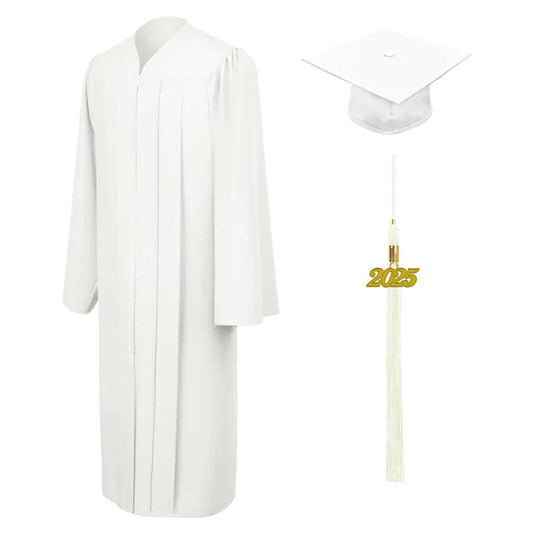 Matte White Junior High/Middle School Cap & Gown - Graduation Gown and Cap