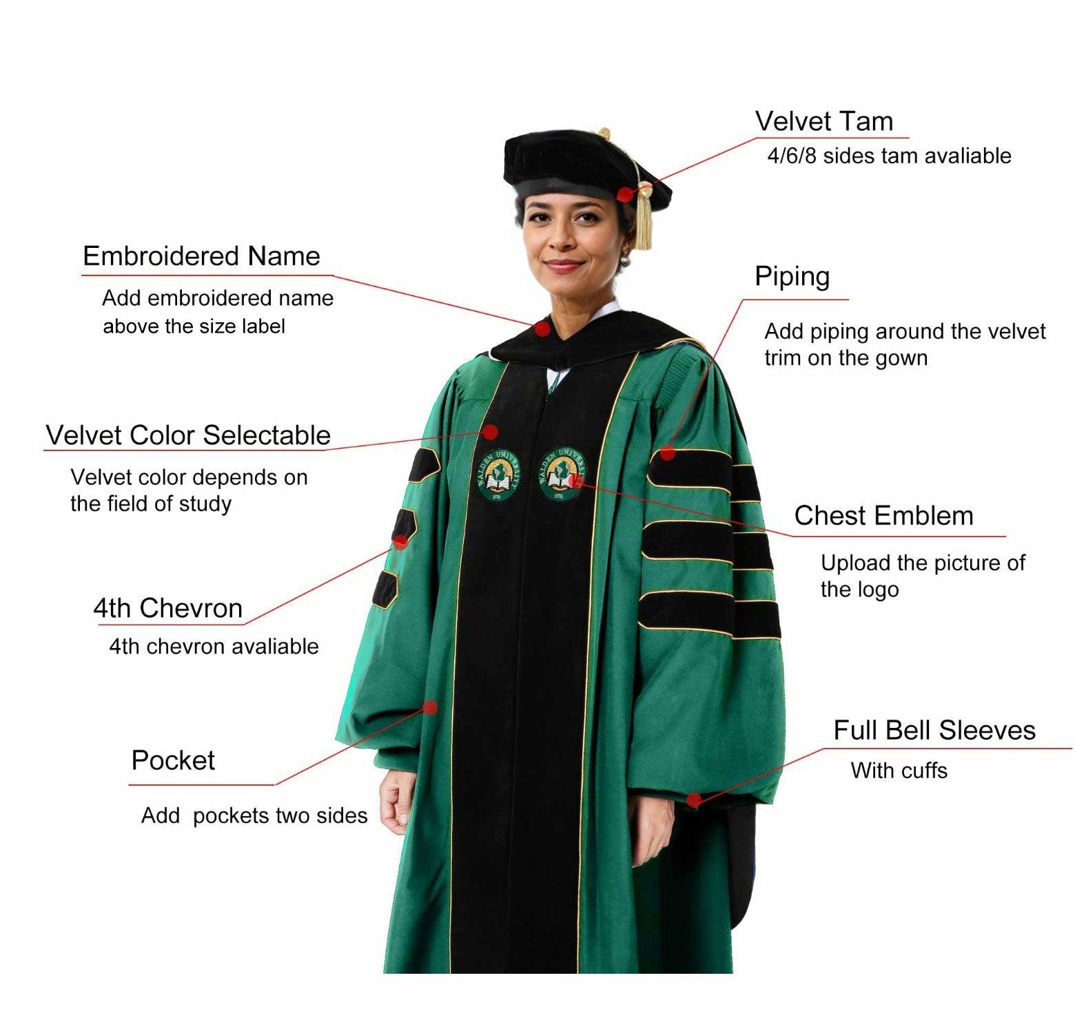 Custom Deluxe Doctoral Gown & Tam Package - Graduation Gown and Cap