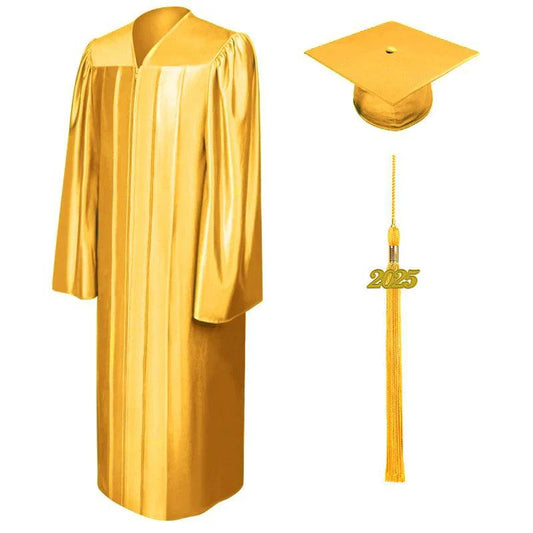 Shiny Antique Gold High School Cap & Gown - Graduation Gown and Cap