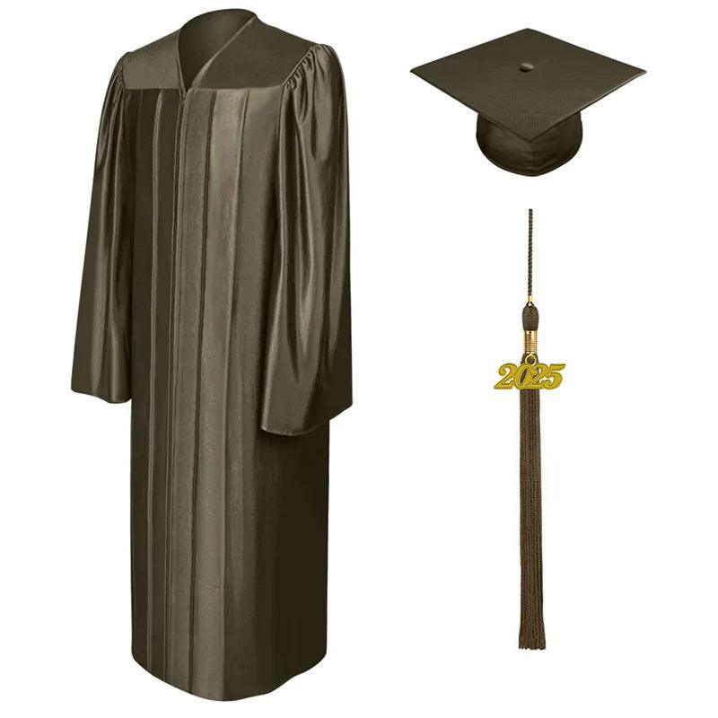 Shiny Brown Bachelors Academic Cap & Gown - Graduation Gown and Cap