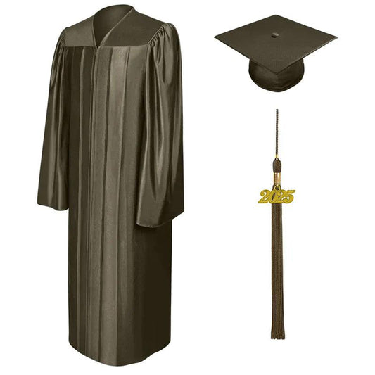Shiny Brown Bachelors Academic Cap & Gown - Graduation Gown and Cap