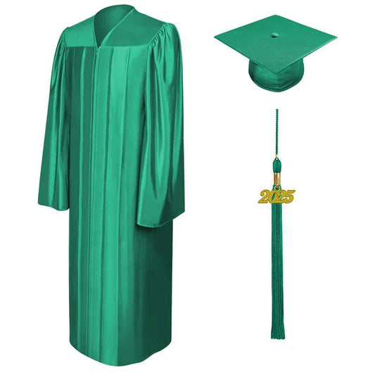 Shiny Emerald Green High School Cap & Gown - Graduation Gown and Cap