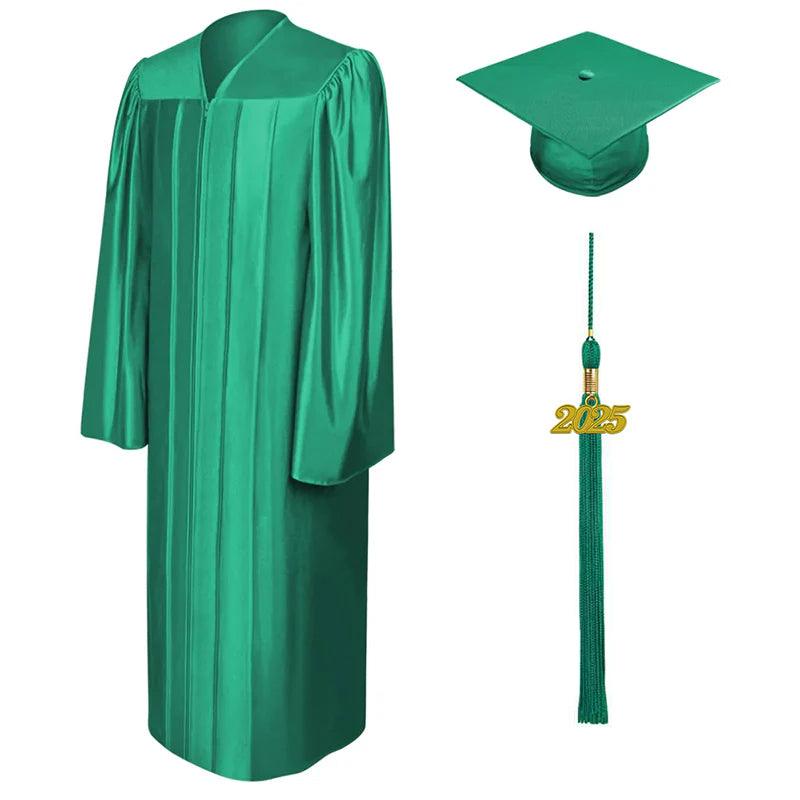 Shiny Emerald Green Elementary Cap & Gown - Graduation Gown and Cap