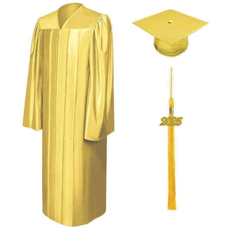 12 Colors Shiny Bachelors Graduation Cap and Gown - Graduation Gown and Cap