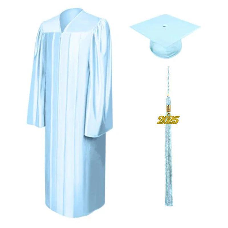 12 Colors Shiny Bachelors Graduation Cap and Gown - Graduation Gown and Cap