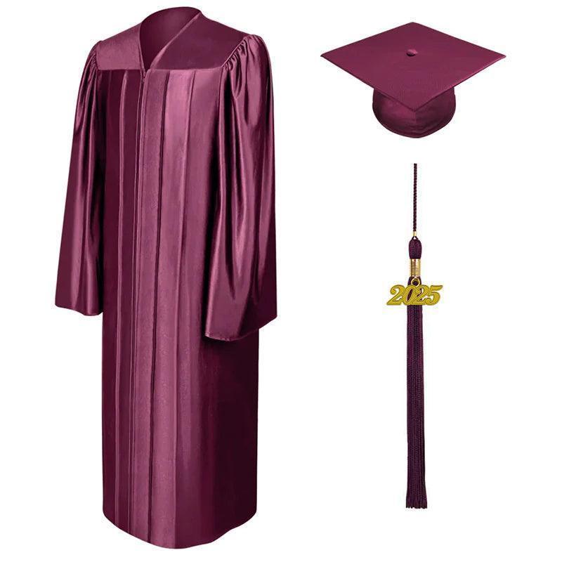 12 Colors Shiny Bachelors Graduation Cap and Gown - Graduation Gown and Cap
