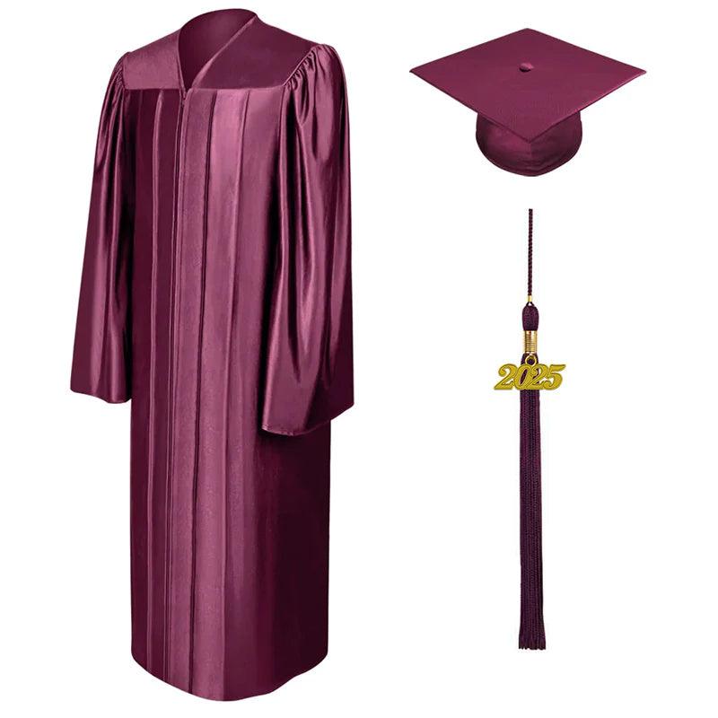 Shiny Maroon Junior High/Middle School Cap & Gown - Graduation Gown and Cap