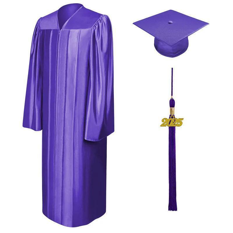 12 Colors Shiny Bachelors Graduation Cap and Gown - Graduation Gown and Cap