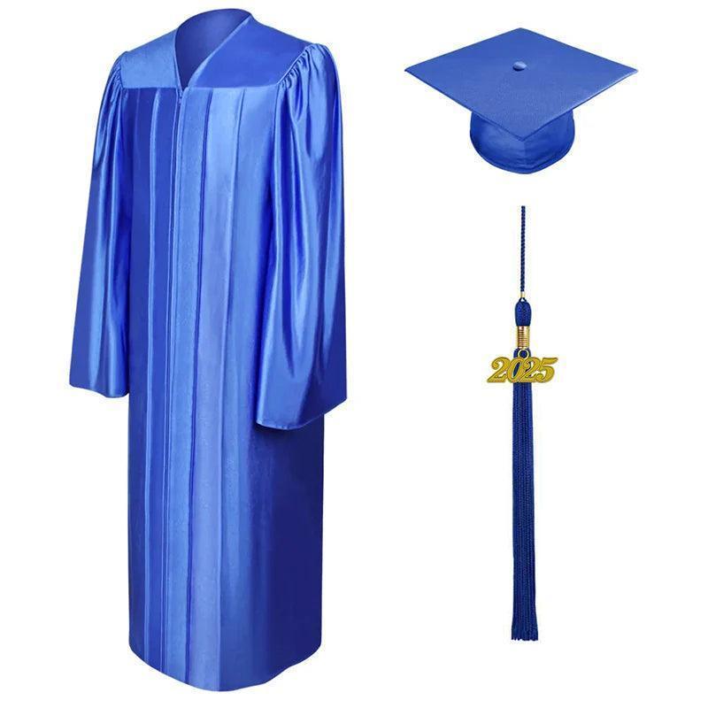 12 Colors Shiny Bachelors Graduation Cap and Gown - Graduation Gown and Cap