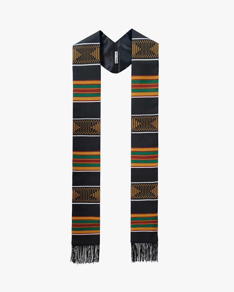 Kente Graduation Stole with Black Tassel - Graduation Gown and Cap