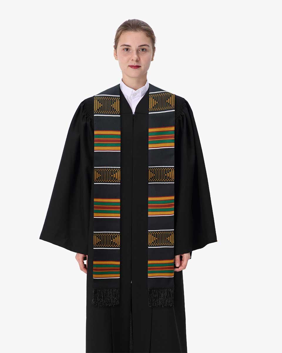 Kente Graduation Stole with Black Tassel - Graduation Gown and Cap