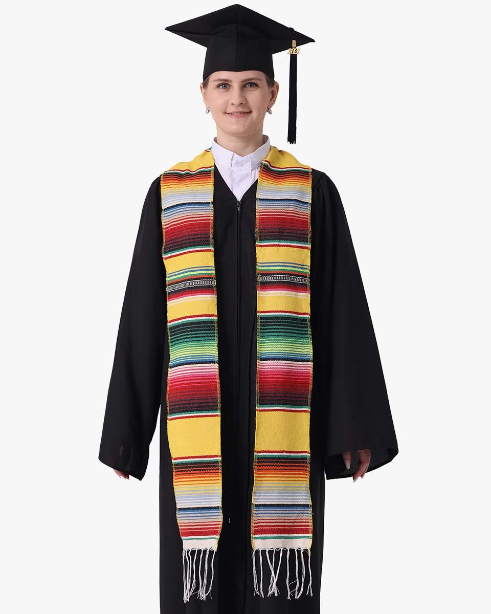 Mexican Serape Graduation Stole with White Tassel - 7 Colors Available - Graduation Gown and Cap