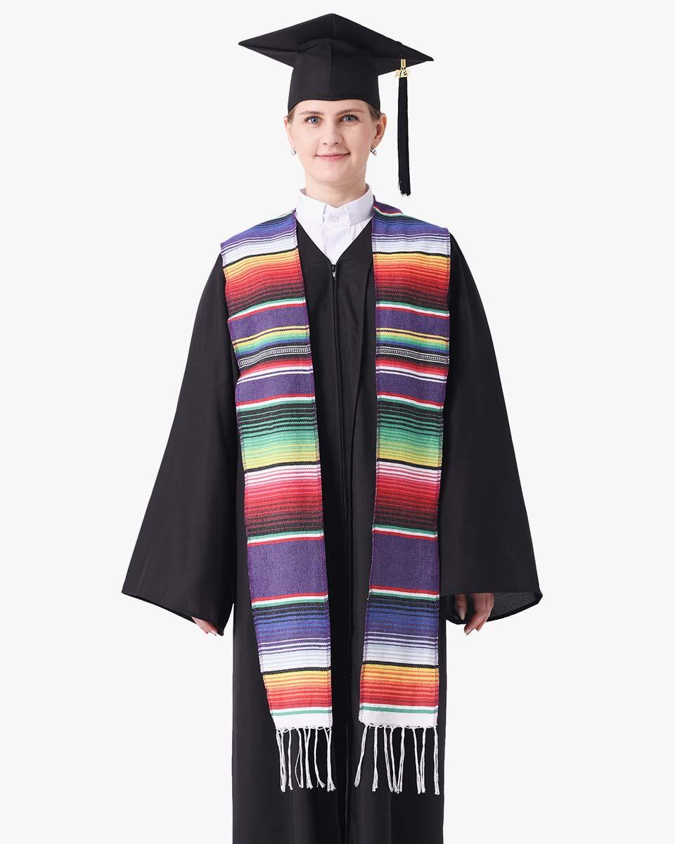 Mexican Serape Graduation Stole with White Tassel - 7 Colors Available - Graduation Gown and Cap
