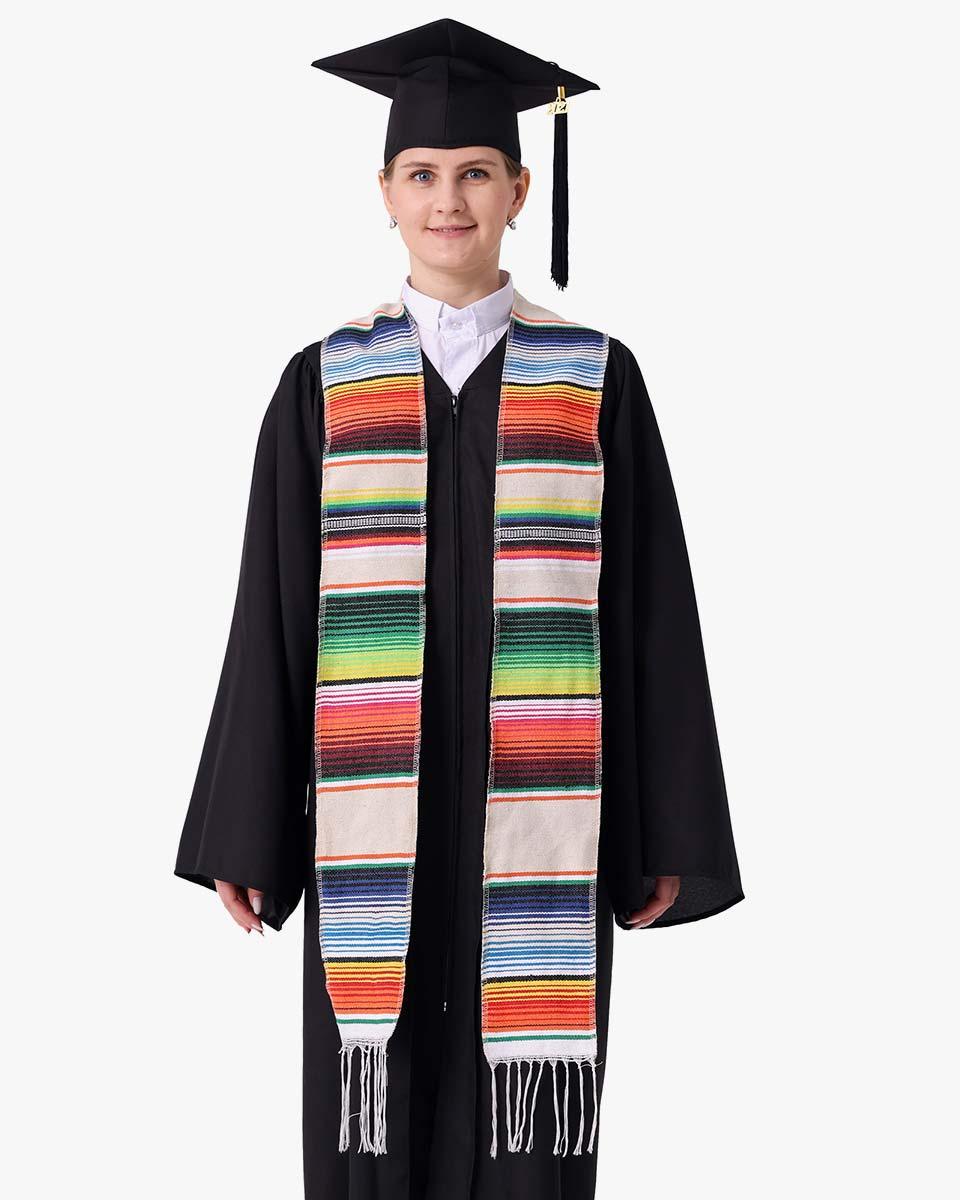 Mexican Serape Graduation Stole with White Tassel - 7 Colors Available - Graduation Seller
